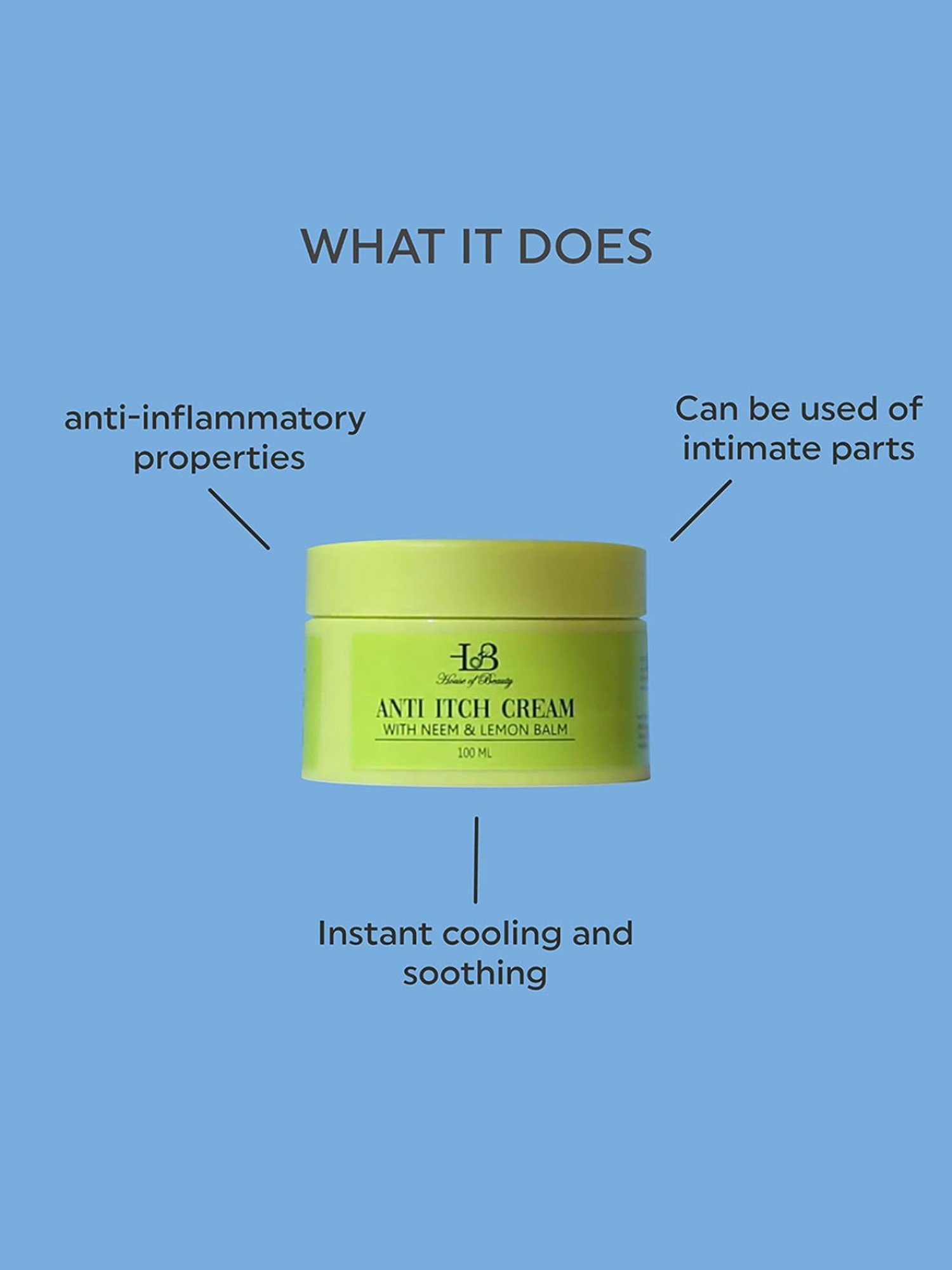 House of Beauty Anti Itch Cream with Neem & Lemon Balm - 100 ml