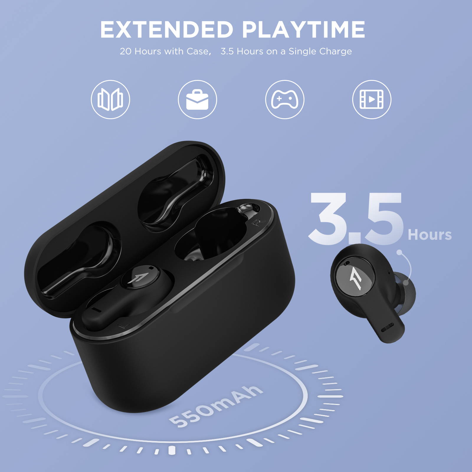 1MORE True Wireless Earbuds, Bluetooth 5.0 In-Ear Earphones, 4 ENC Microphones and DNN Algorithm for Clear Call, Stereo Sound, Touch Control, 20H Playtime, Multiple Pairing Modes, Low Latency, 1MORE P