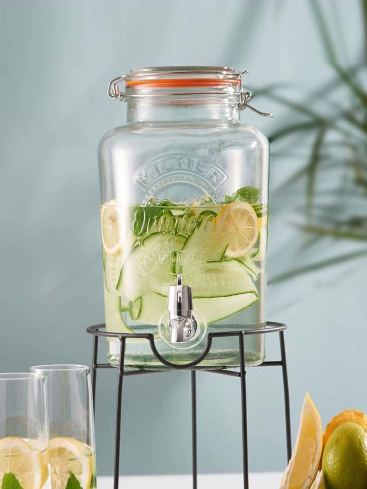 Kilner Transparent Stainless Steel Clip Top Round Drinks Dispenser (5 L)