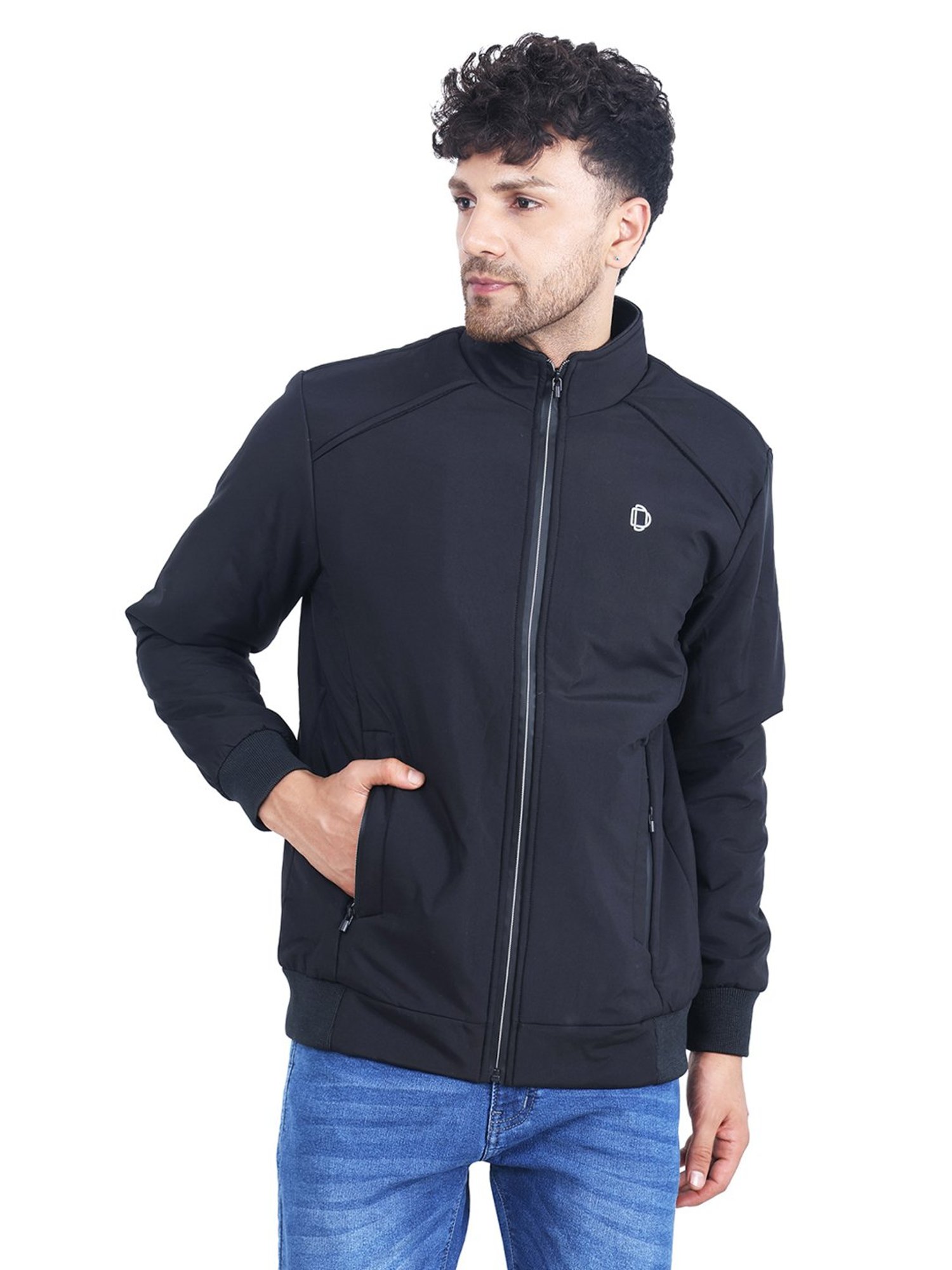 Dollar Black Regular Fit High Neck Jacket