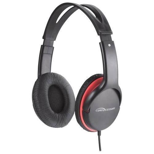 Compucessory CCS15153 Stereo Headset with Volume Control  71 in. Cord  Black- Red