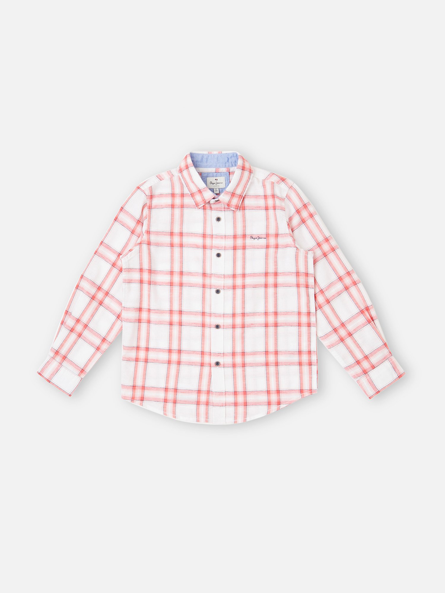 Pepe Jeans Kids Peach & White Checks Shirt