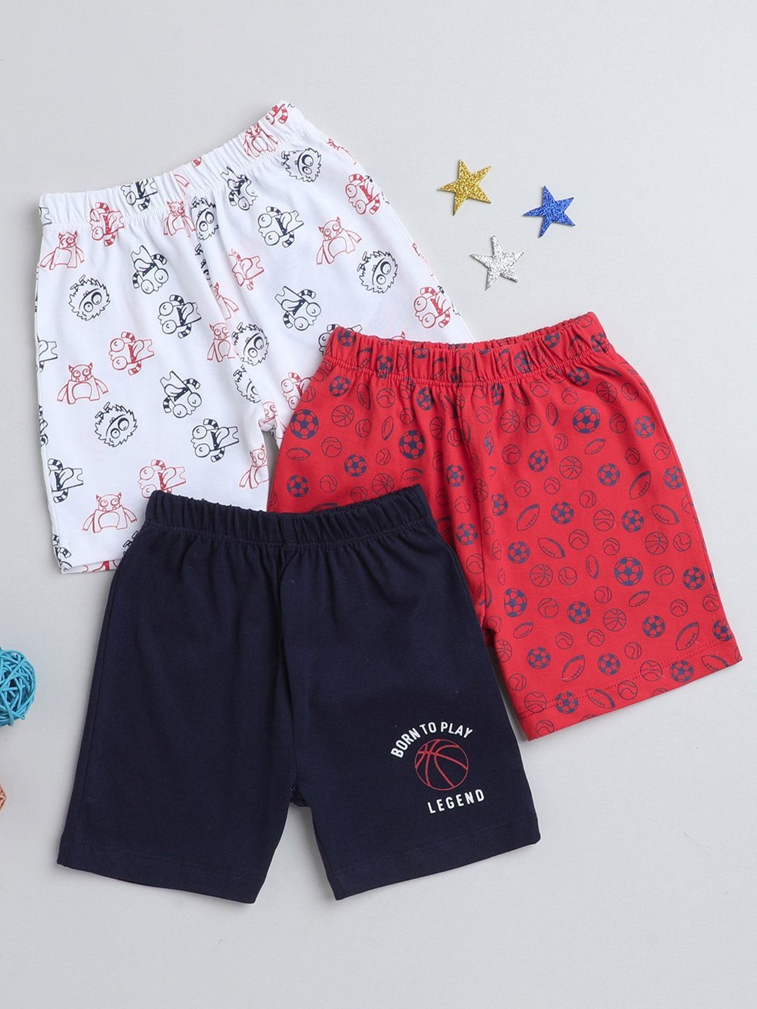 Bumzee Kids Multicolor Printed Shorts (Pack Of 3)