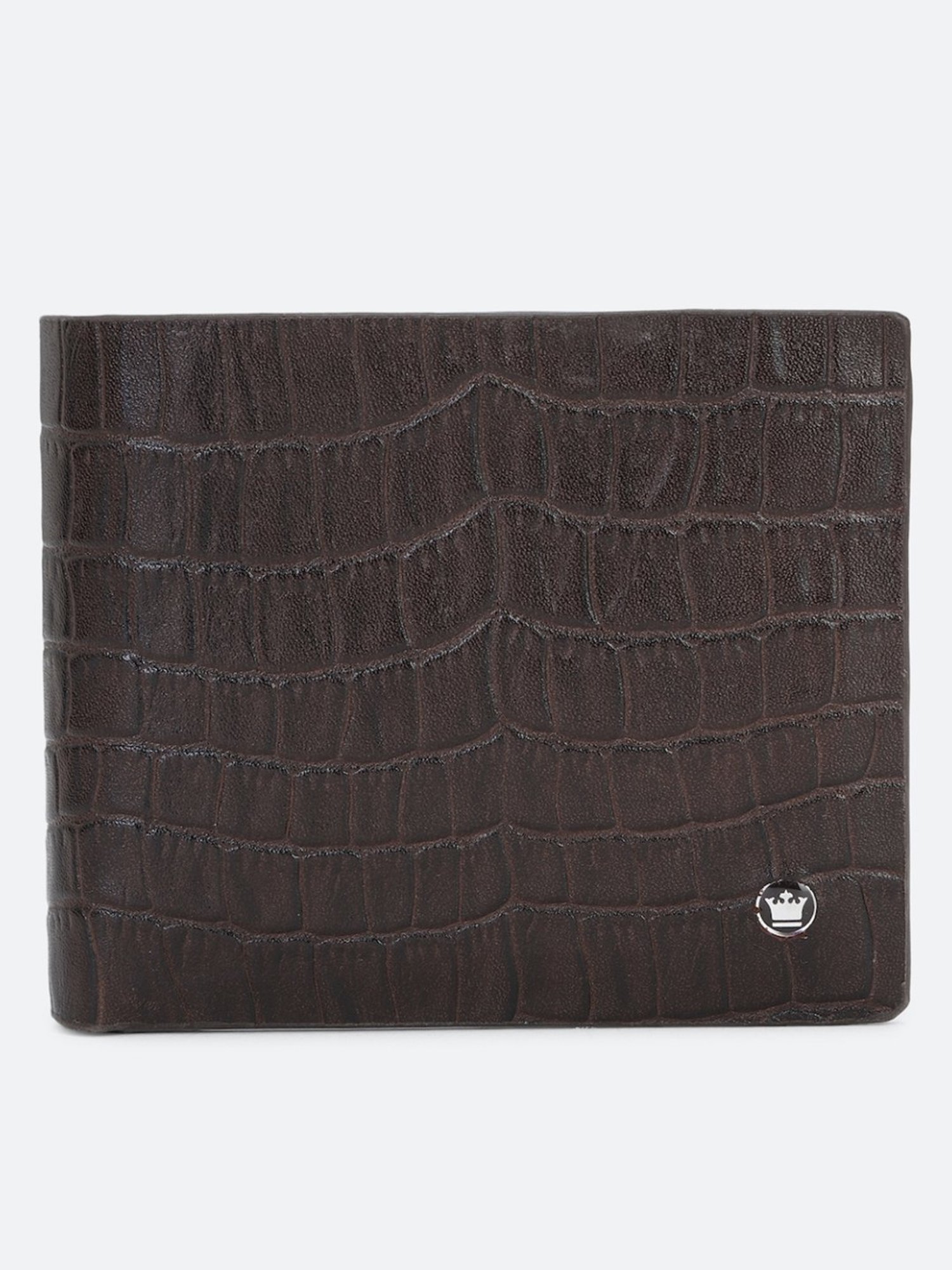 Louis Philippe Brown Leather Textured Bi-Fold Wallet
