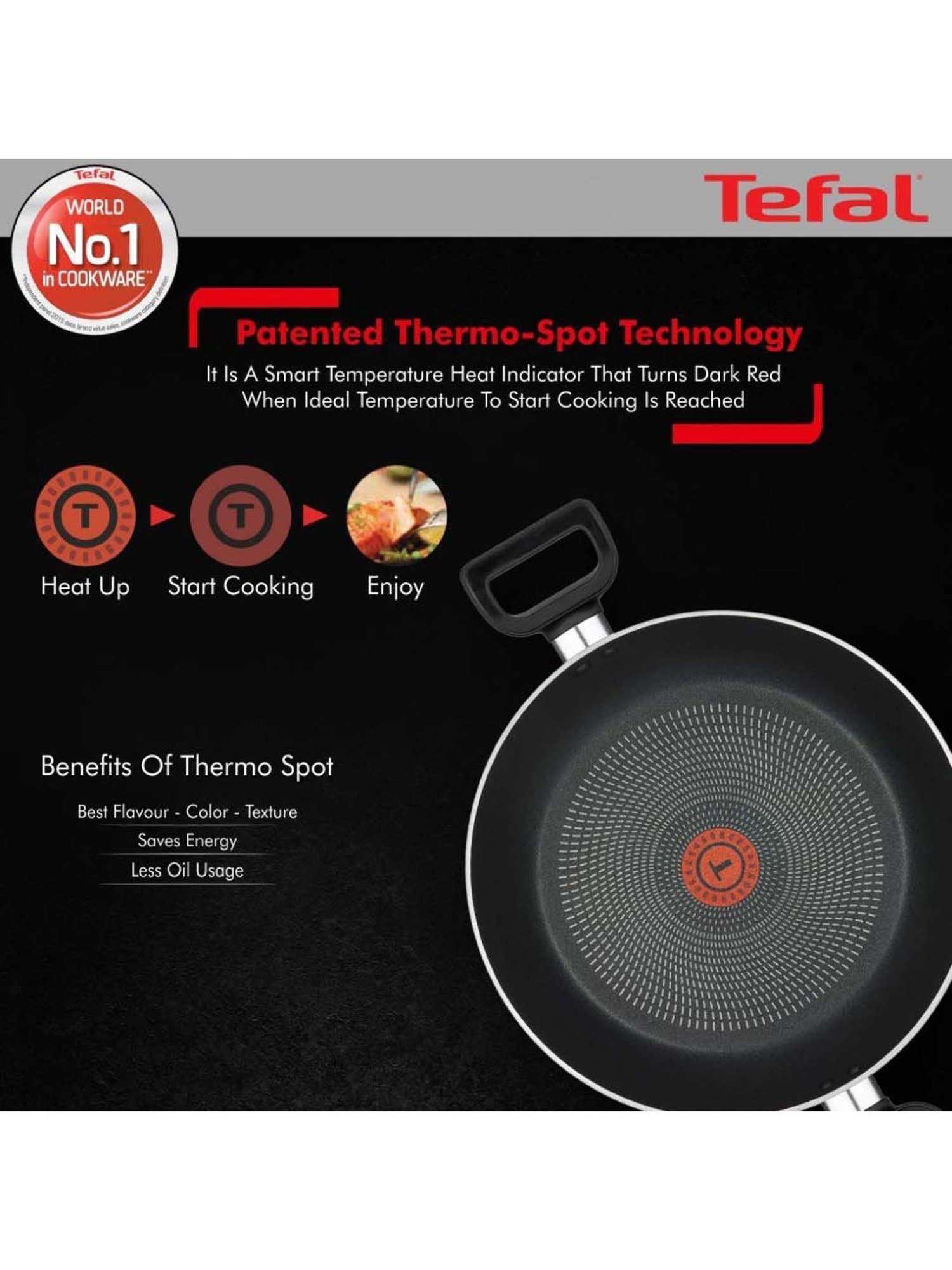 Tefal Delicia Black Aluminium 24 cm Greyish Non-Stick Kadhai With Lid (2.4 L)
