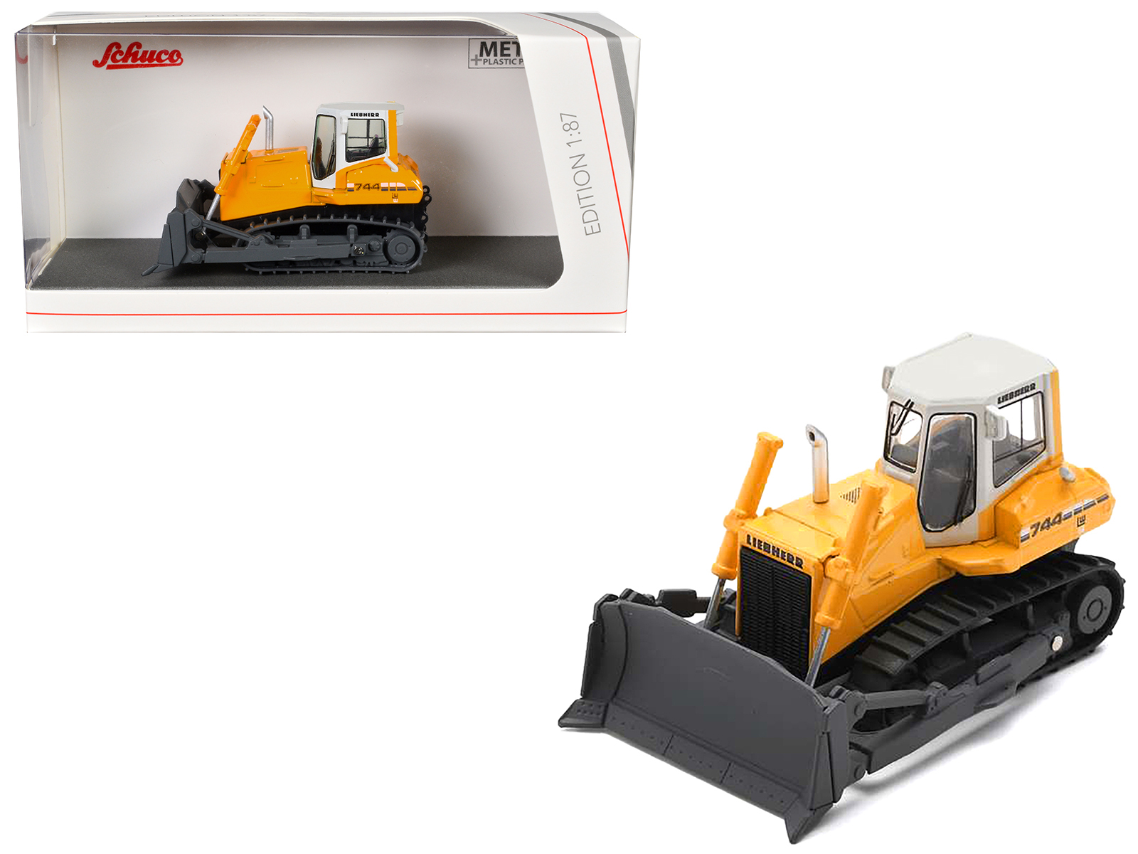 Liebherr PR 744 Bulldozer Yellow with White Top 1/87 (HO) Diecast Model Car by Schuco