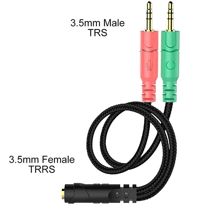 Splitter Cable for PC 35mm Jack Headphones Adapter Convertors for PC 35mm Female with HeadphoneMicrophone Transform to 2 Dual 35mm Male for Computer Simultaneously Y Splitter Audio