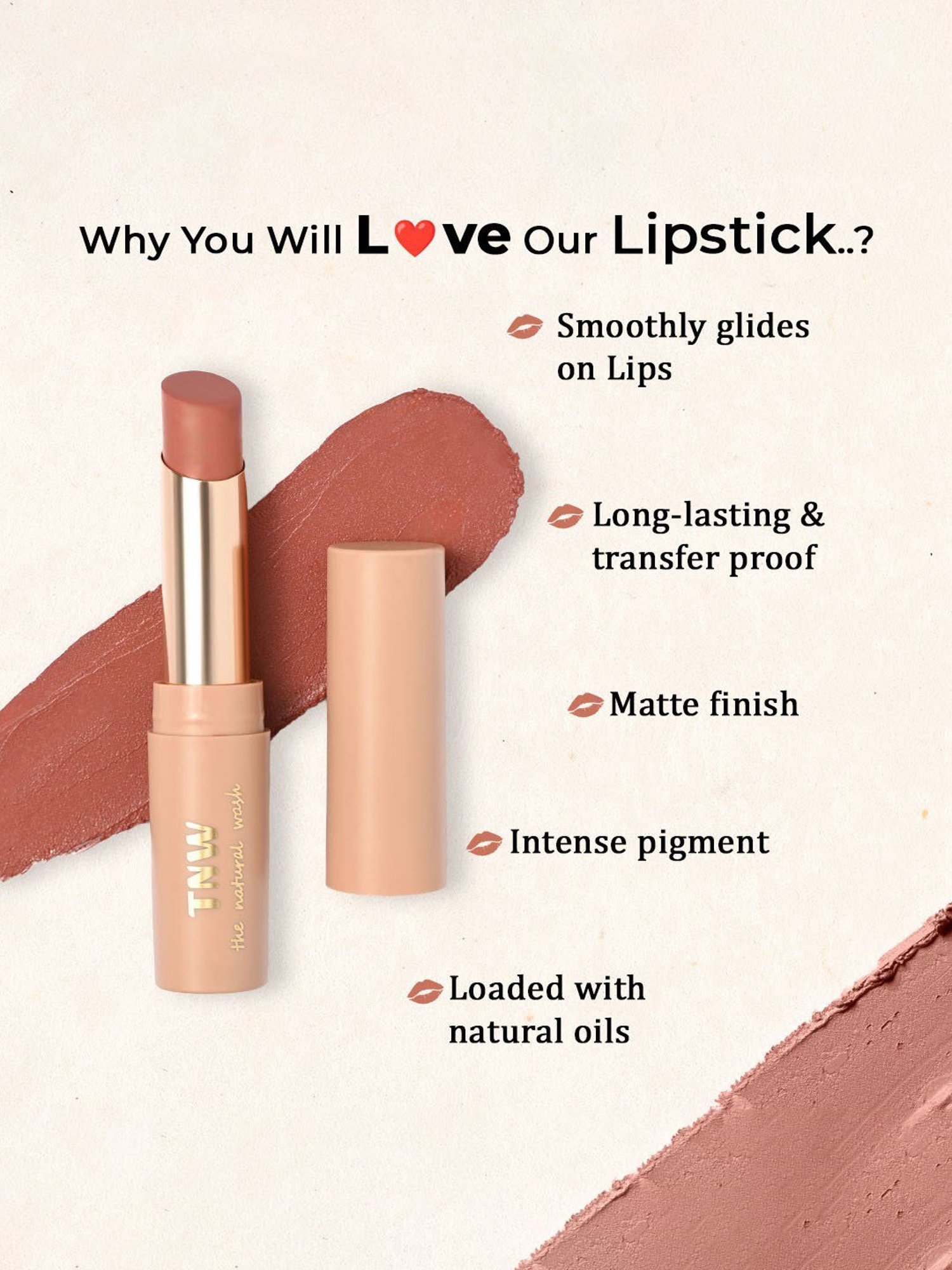 TNW-The Natural Wash Silky Matte Fusion Longstay Lip Color 02 Earthy Brown - 3.5 gm