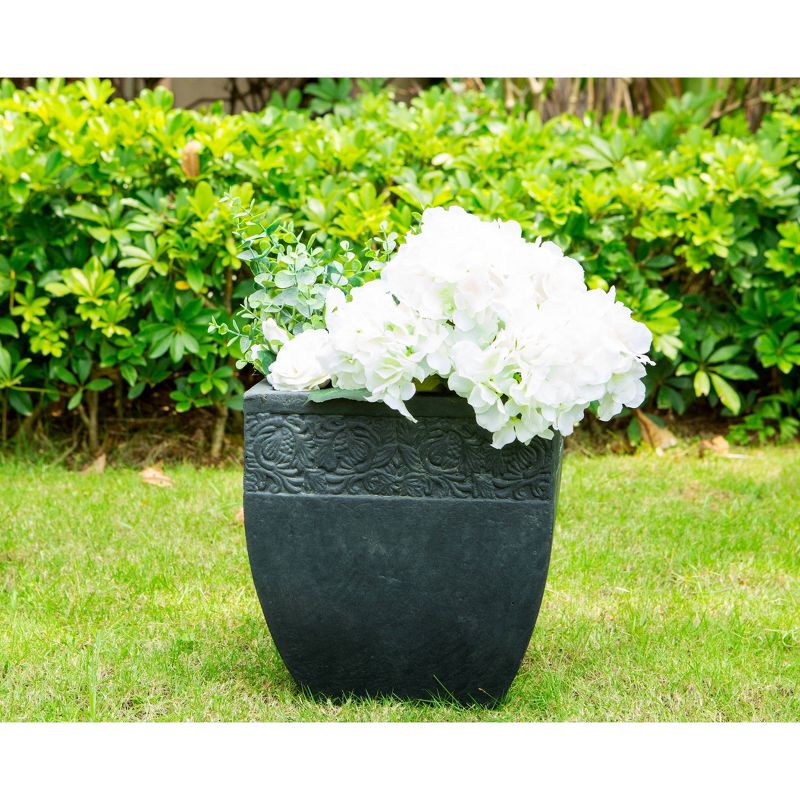 12.2" Kante Lightweight Traditional Square Planter Charcoal - Rosemead Home & Garden, Inc.