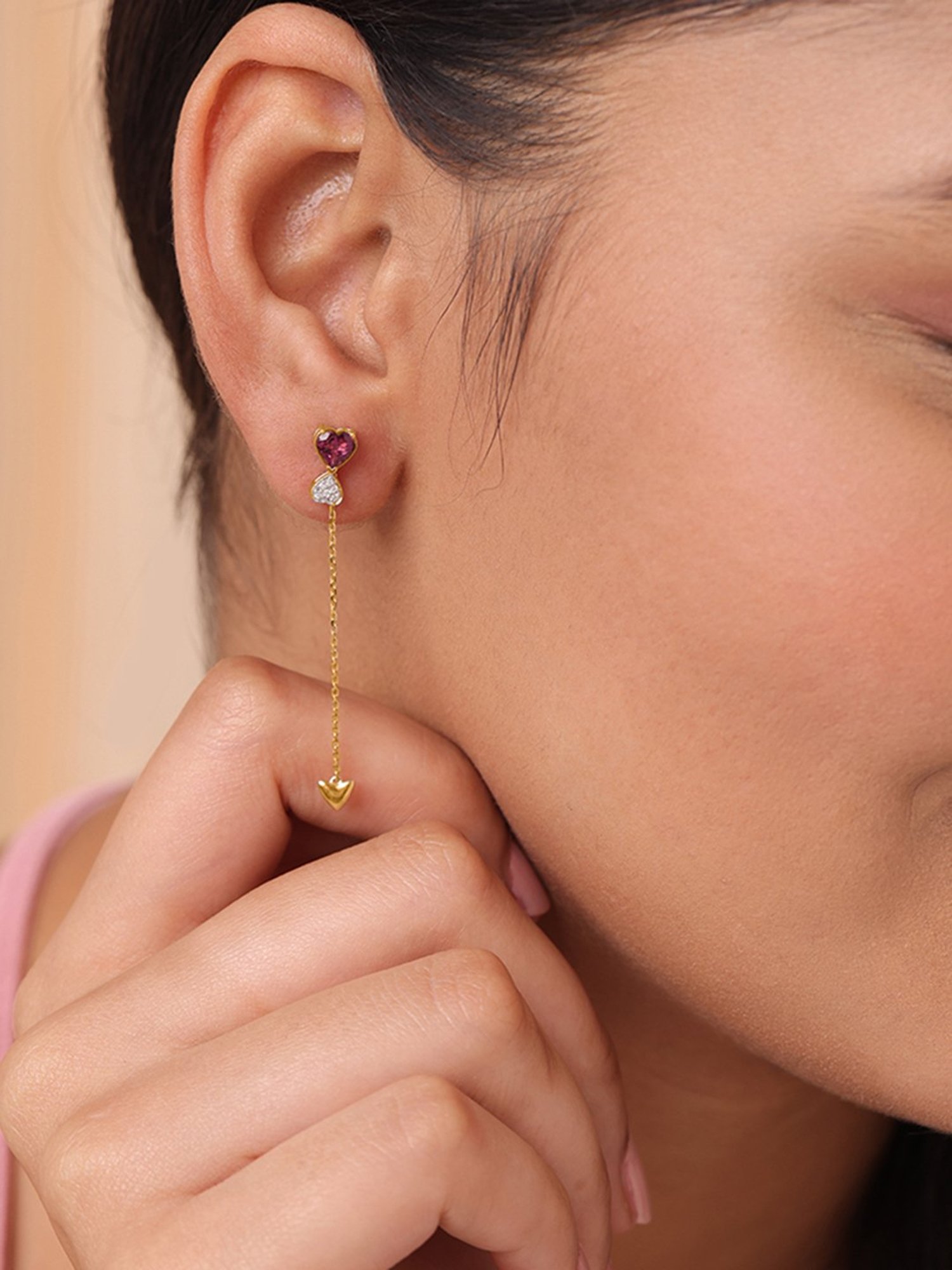 Mia by Tanishq Cupid's Tail 14k Pure Gold & Diamond Drop Earring for Women