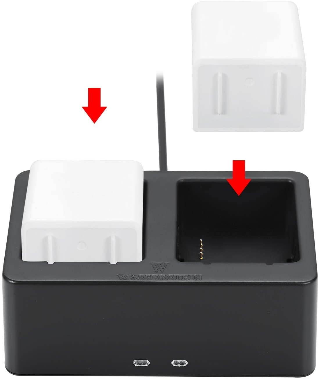 Wasserstein Charging Station with 3.2ft Micro USB Cable for Arlo Ultra/Ultra 2 and Arlo Pro 3/Pro 4 Rechargeable Batteries (Black)