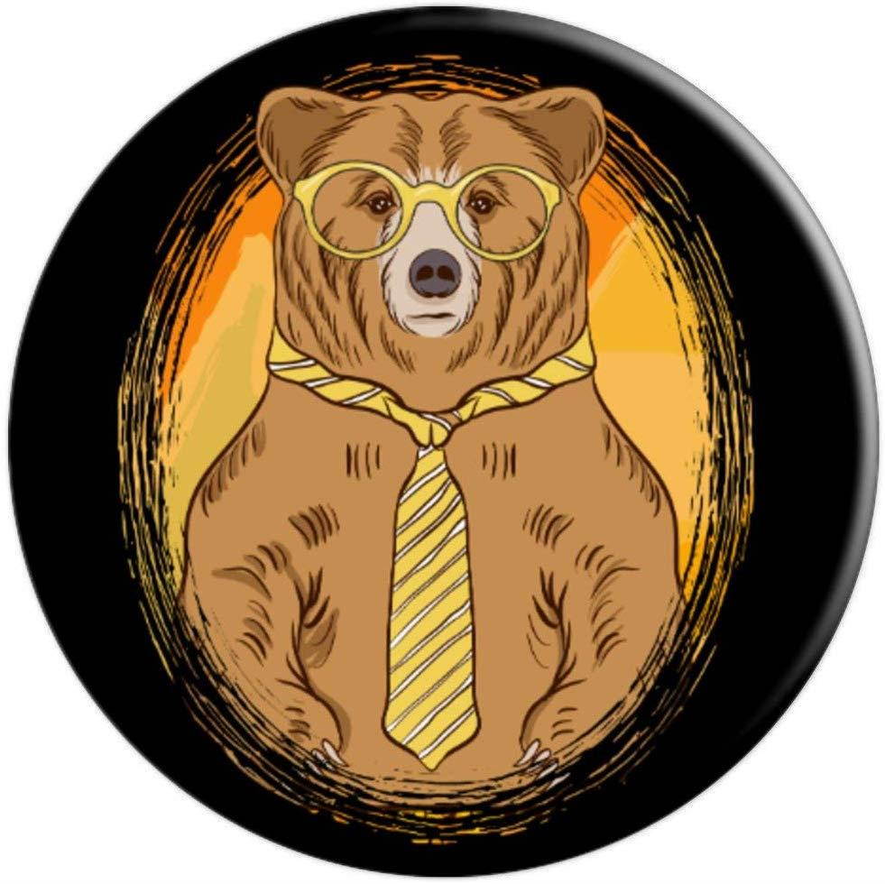 Business Bear wearing Glasses and a Tie Bear Lover PopSockets Grip and Stand for Phones and Tablets