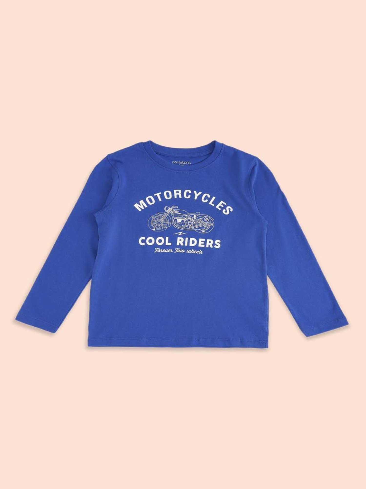 Pantaloons Baby Kids Blue & Grey Cotton Printed Full Sleeves T-Shirt