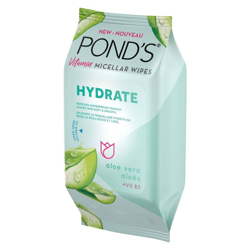 Pond's Vitamin Micellar Hydrate Facial Wipes - Vit B3 - Aloe Vera - 25ct