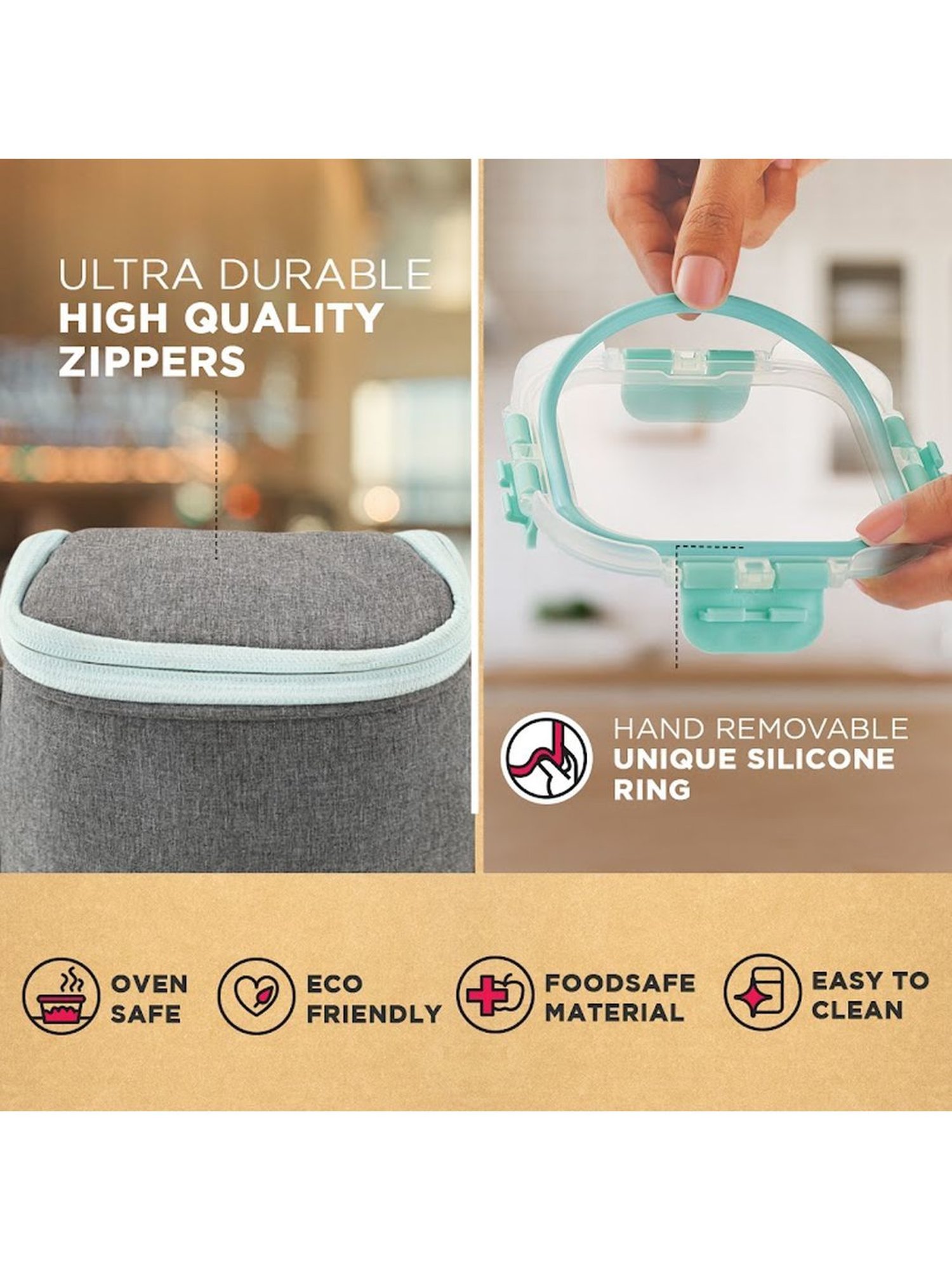 Borosil Grey Stainless Steel Lunch Box - Set of 4