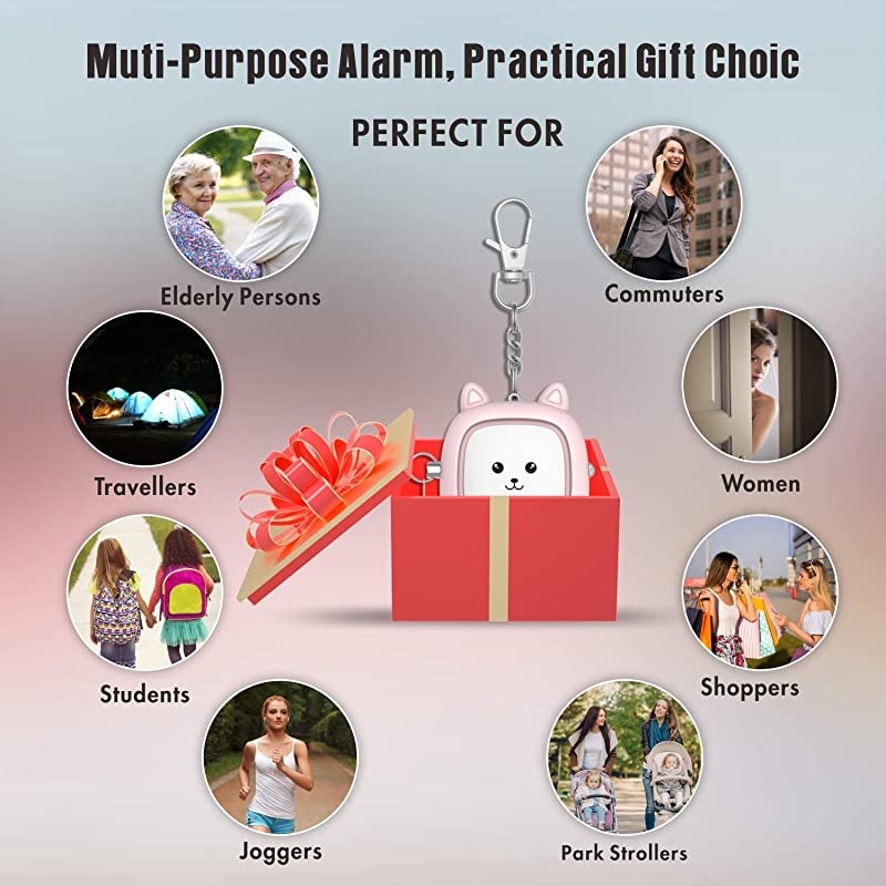 Sound Personal Alarm, 2 Pack 130 dB Loud Siren Song Emergency Self-Defense Security Alarm Keychain with LED Light, Personal Sound ty Siren for Women, Men, Children, Elderly (Blue/Pink)