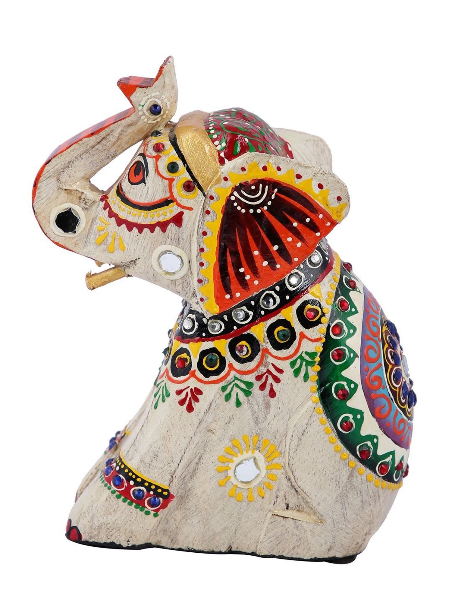 Aapno Rajasthan Multicolor Wood Handcrafted Decorative Elephant