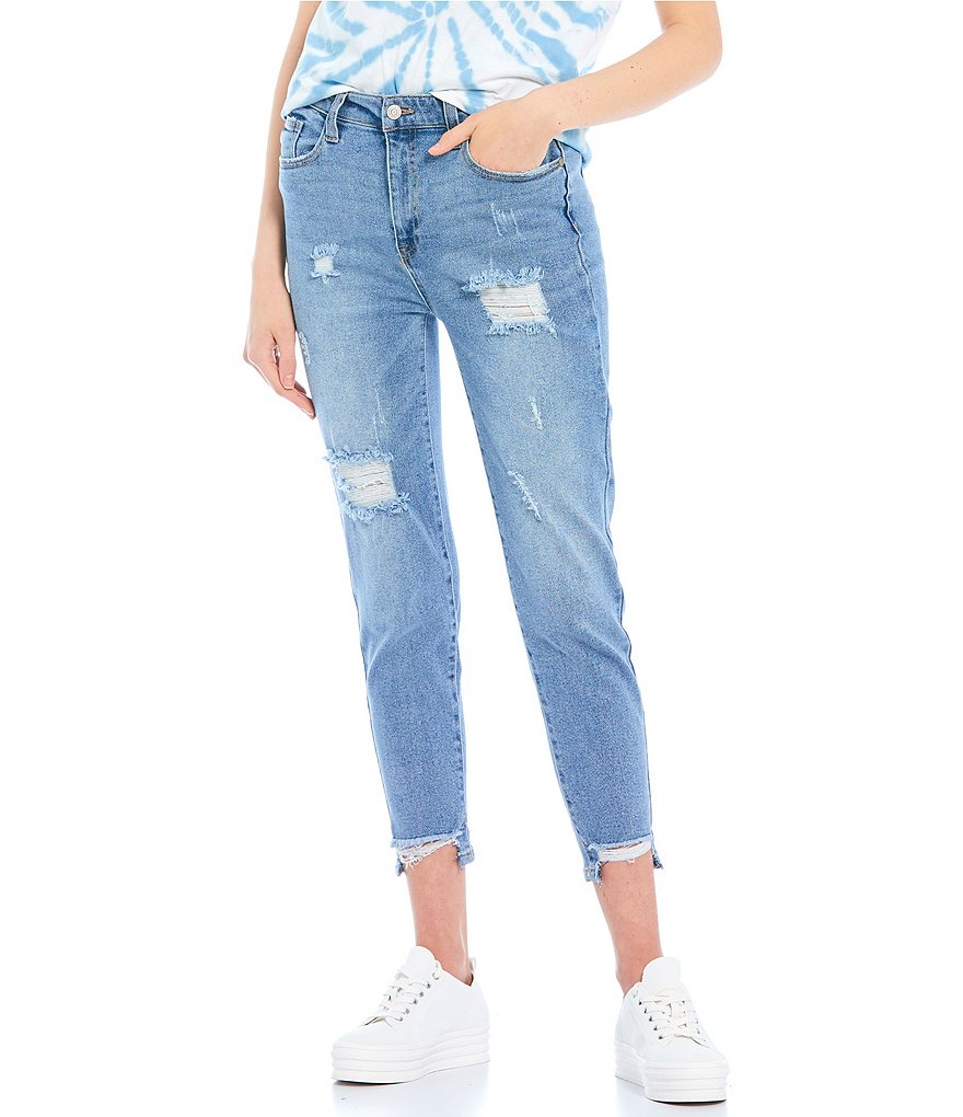 Celebrity Pink Destructed Cropped Skinny Jeans