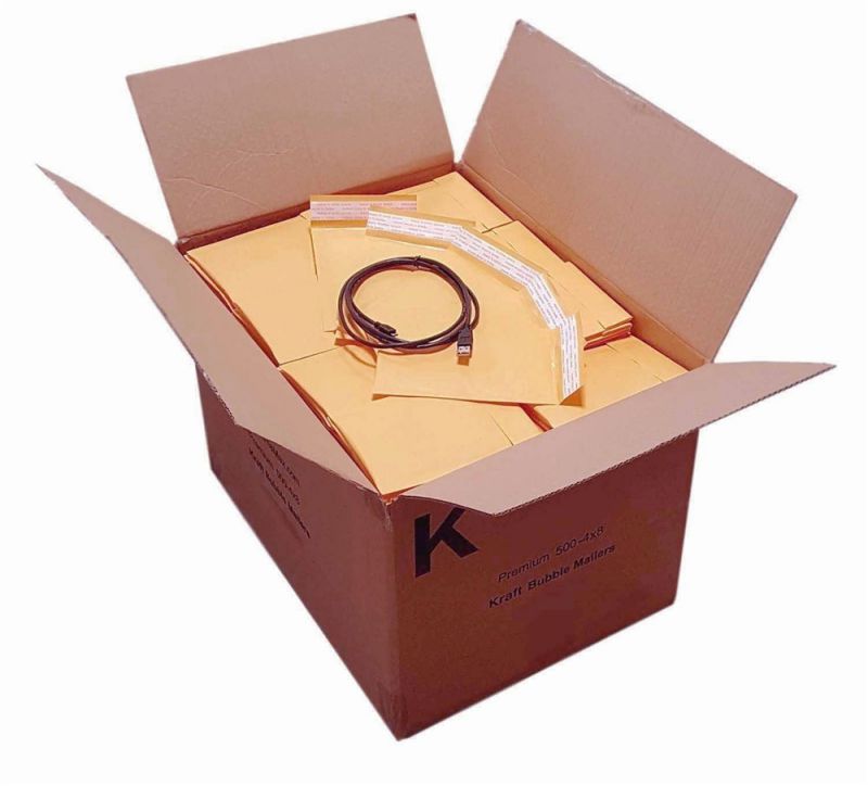 iMBAPrice 500 #000 4x8 KRAFT BUBBLE MAILERS PADDED ENVELOPES 4 x 8 + (Free USB Cable) - Total 500 Envelopes