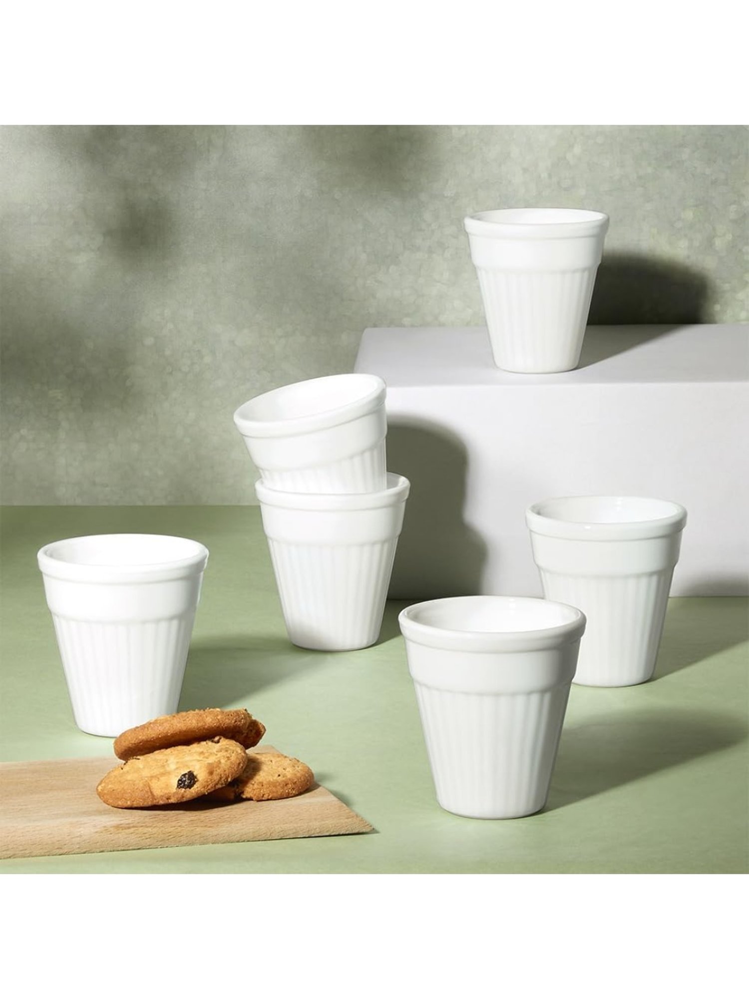 Larah by Borosil White Ceramic Opalware Mug - Set of 6 160ml