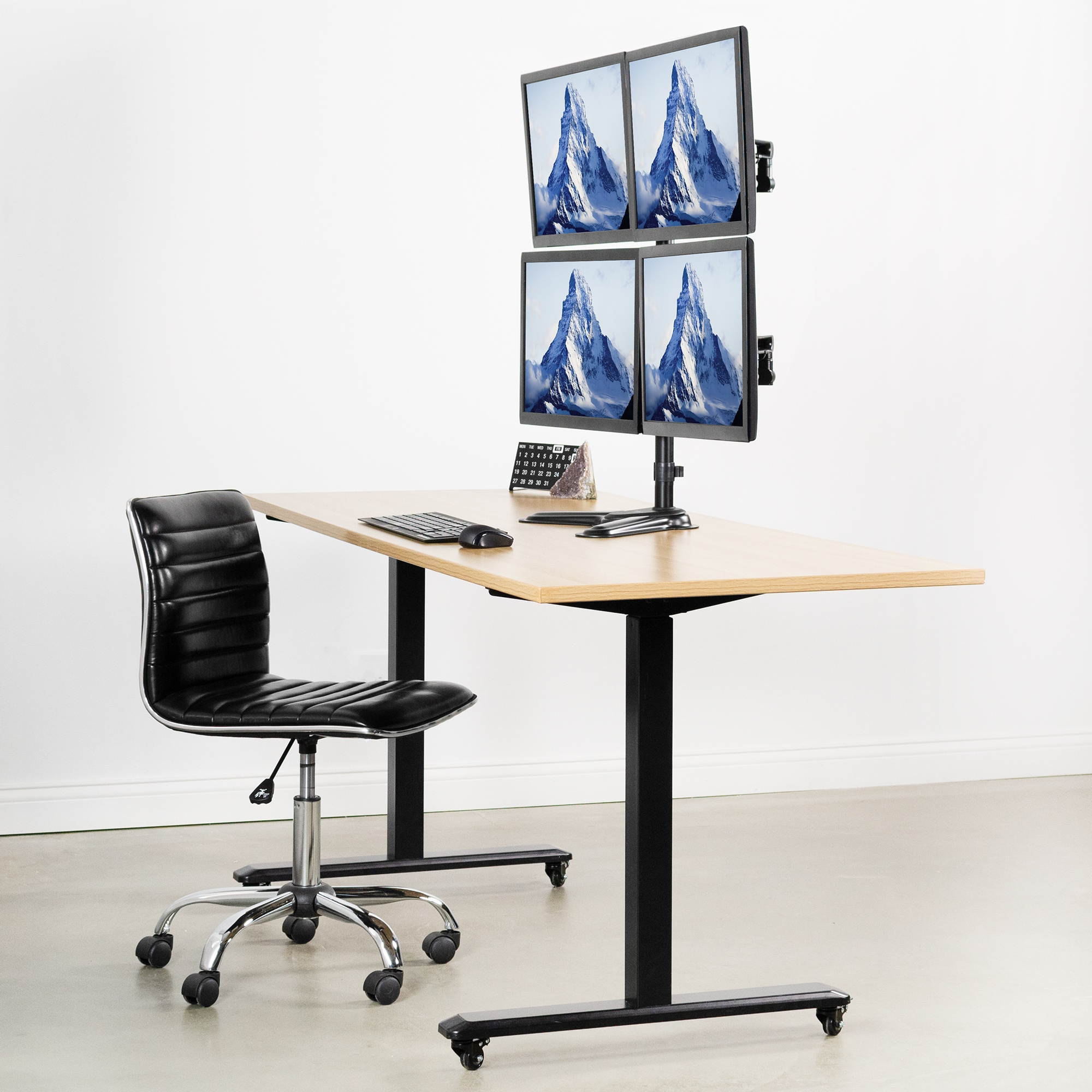 Aluminum Freestanding Quad LCD Monitor Mount Fully Adjustable Desk Stand for 4 Screens 17" to 32"