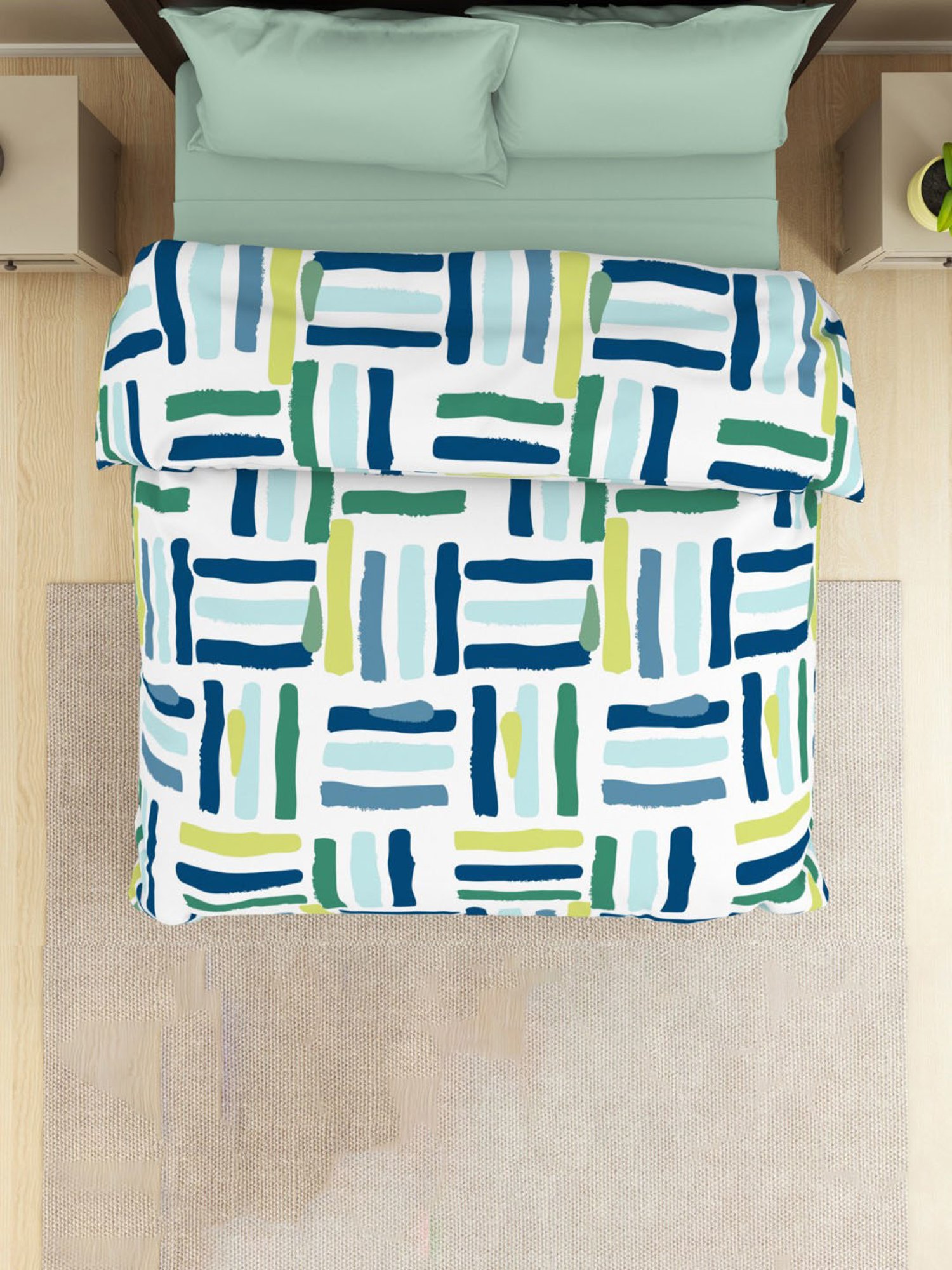 Welspun Printed Green 144 TC Microfiber Double Dohar