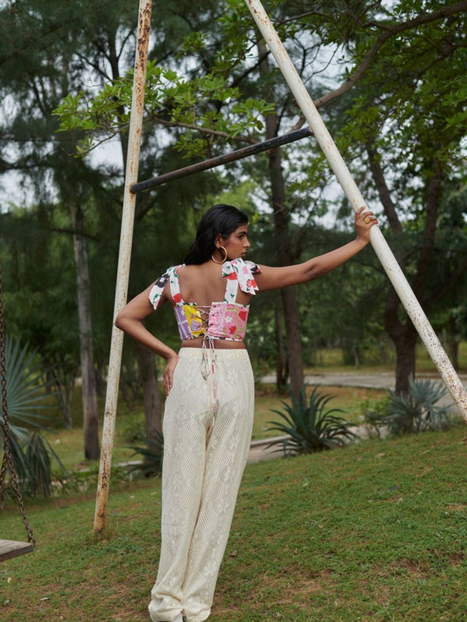 Khajoor Studio Multi-coloured & Beige Sundaze Farmland Corset Top & Pant Co-ord Set