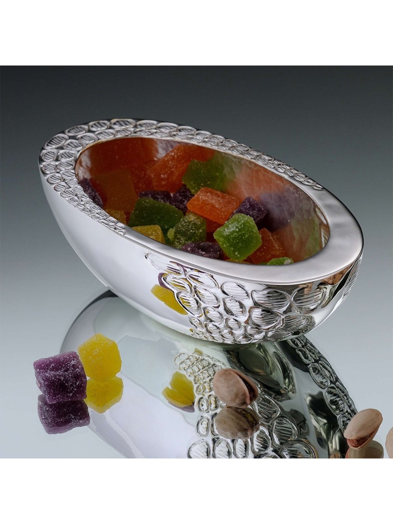 Episode Silver Plated Pebble Candy Dish Oval Bowl