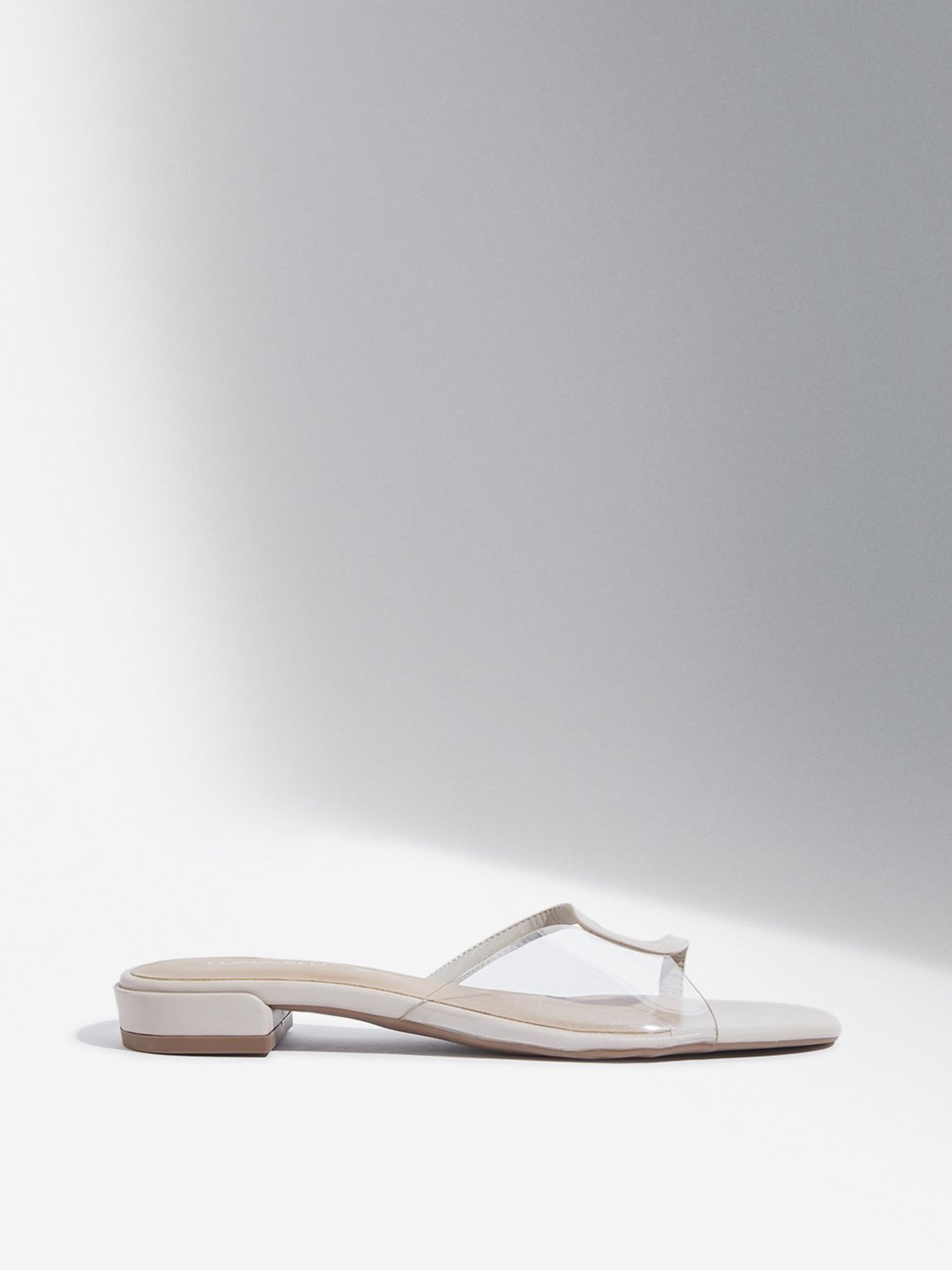 LUNA BLU by Westside Ivory Vinyl Strap Slides