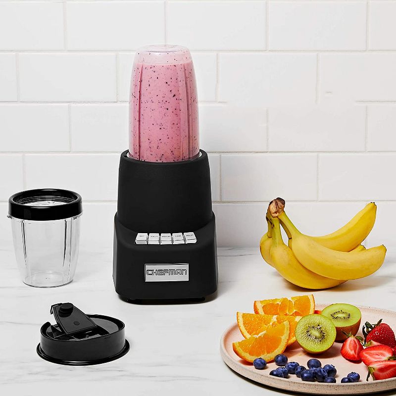 Chefman 3 Speed 12 Piece Powerful Blending System Set with 32 Ounce Pitcher, Personal 12 and 24 Ounce To Go Tumblers for Smoothies, Black