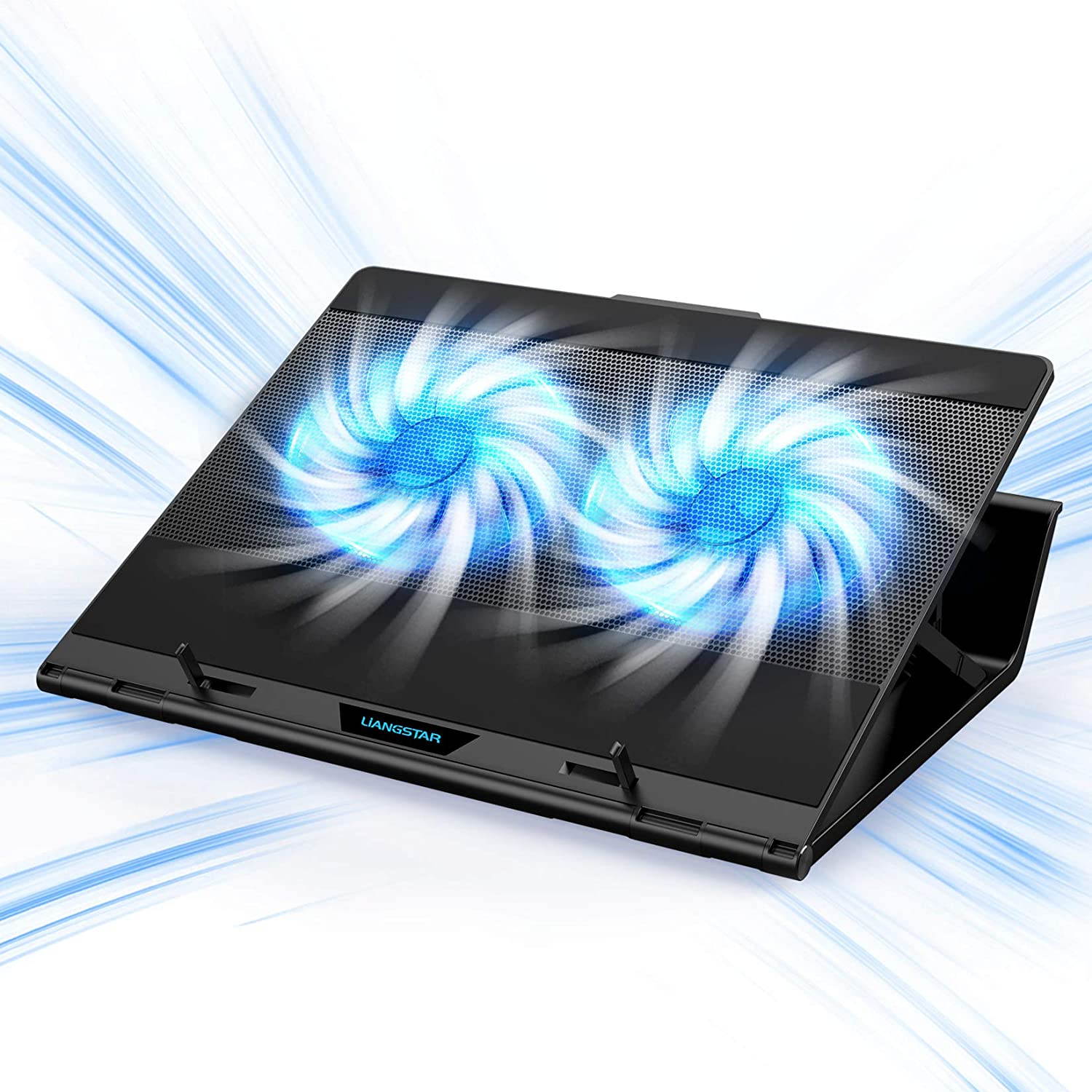 Laptop Cooling Pad, Laptop Cooler Quiet [ 2 Big Fans ], Portable 7 Height Adjustable Laptop Cooling Fan Stand, Premium Notebook Cooler, Flexible USB Cable Fits 12-17.3 Inch