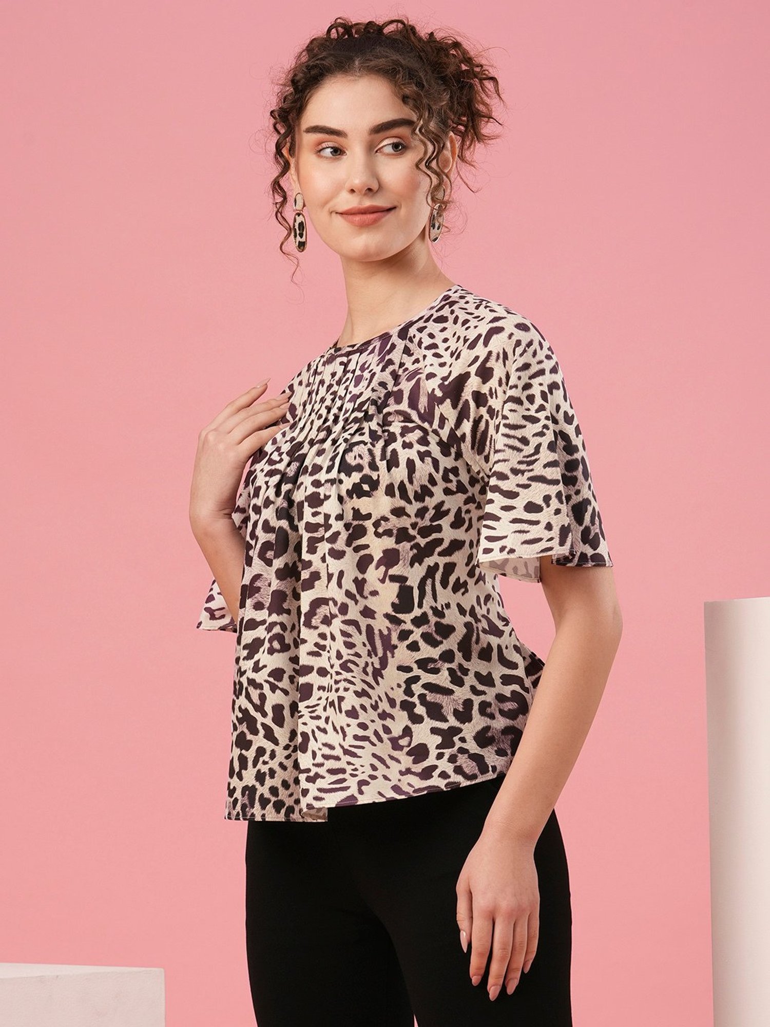 Globus Brown & Black Animal Print Top