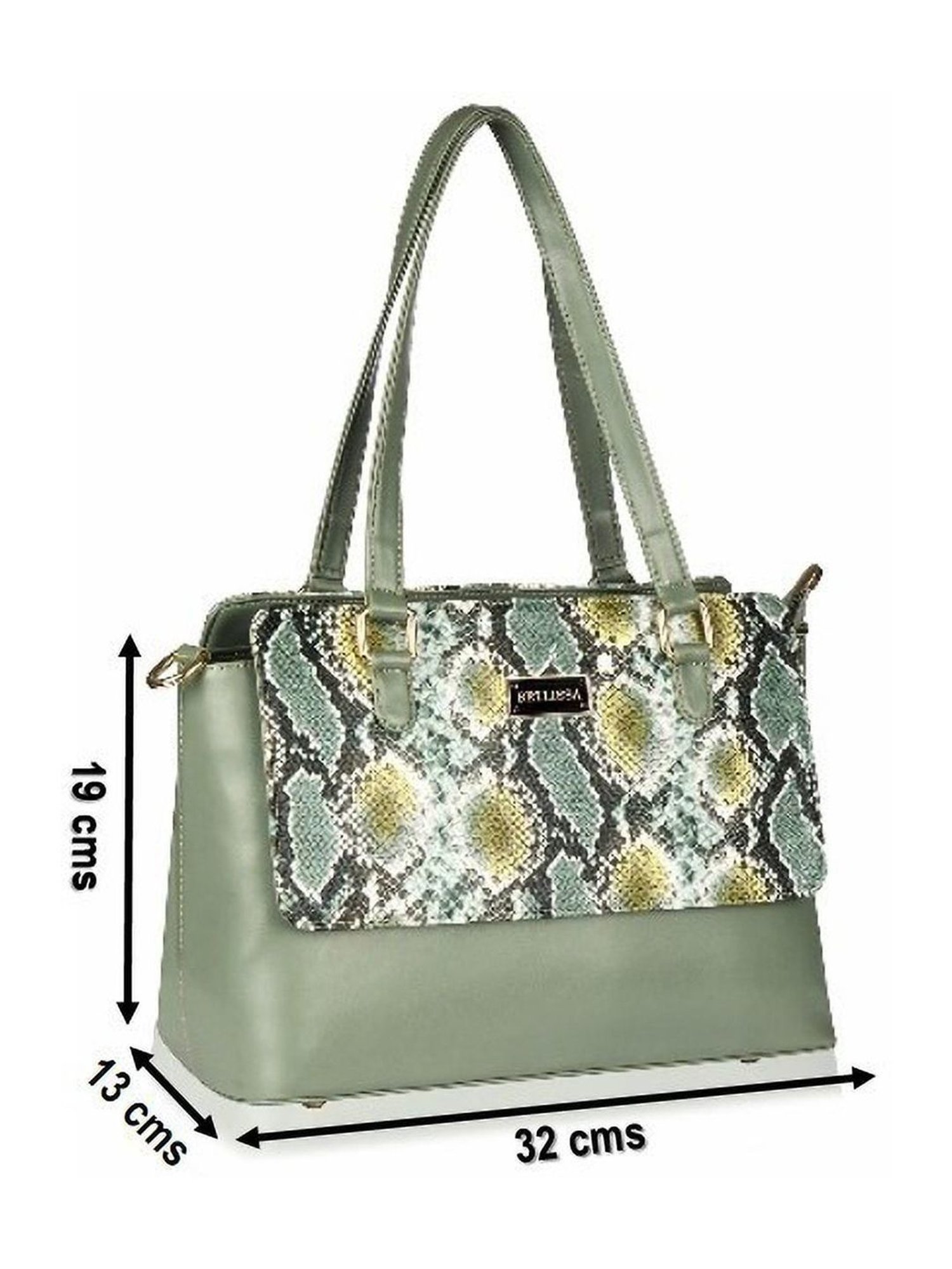 Bellissa Green Textured Medium Snakeskin Shoulder Handbag