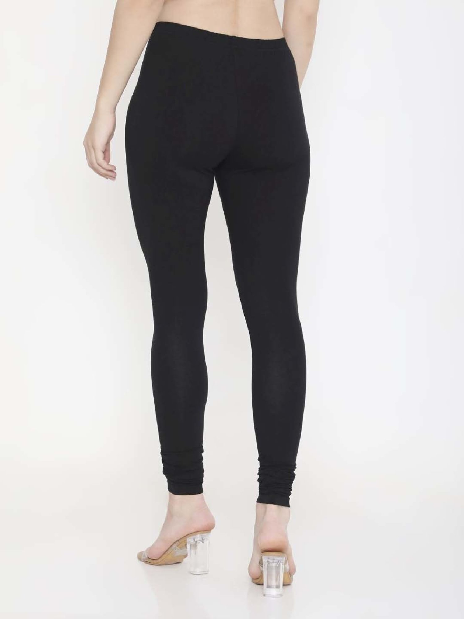 FEELINGS Black Plain Churidar Leggings