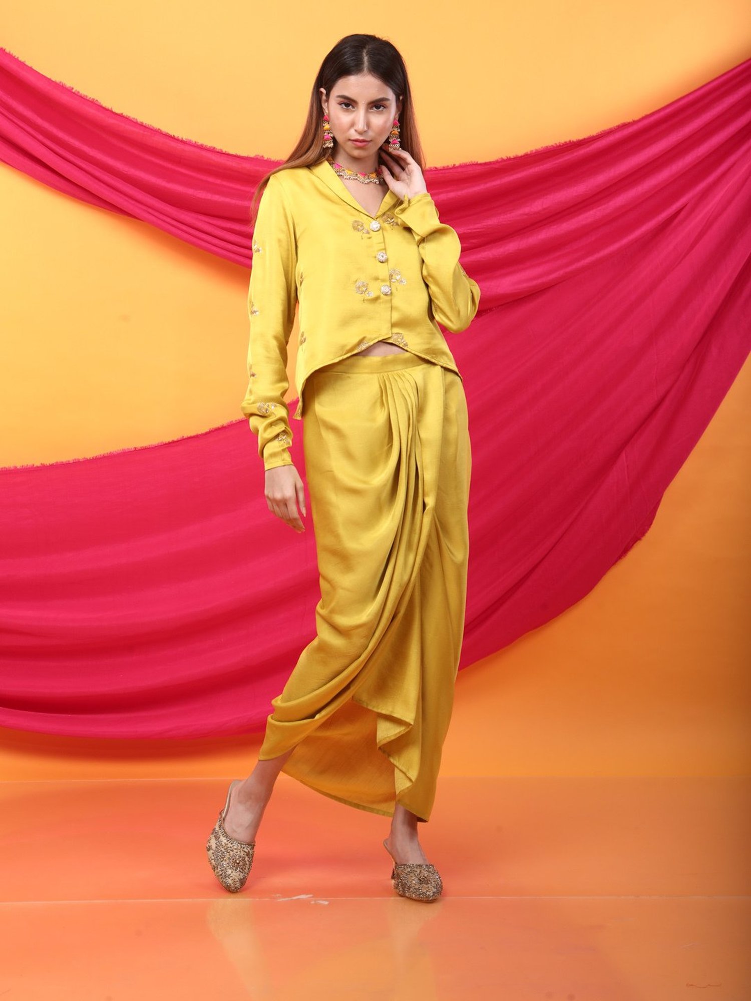 Monk & Mei Gulabo Dhoti -Canary Yellow