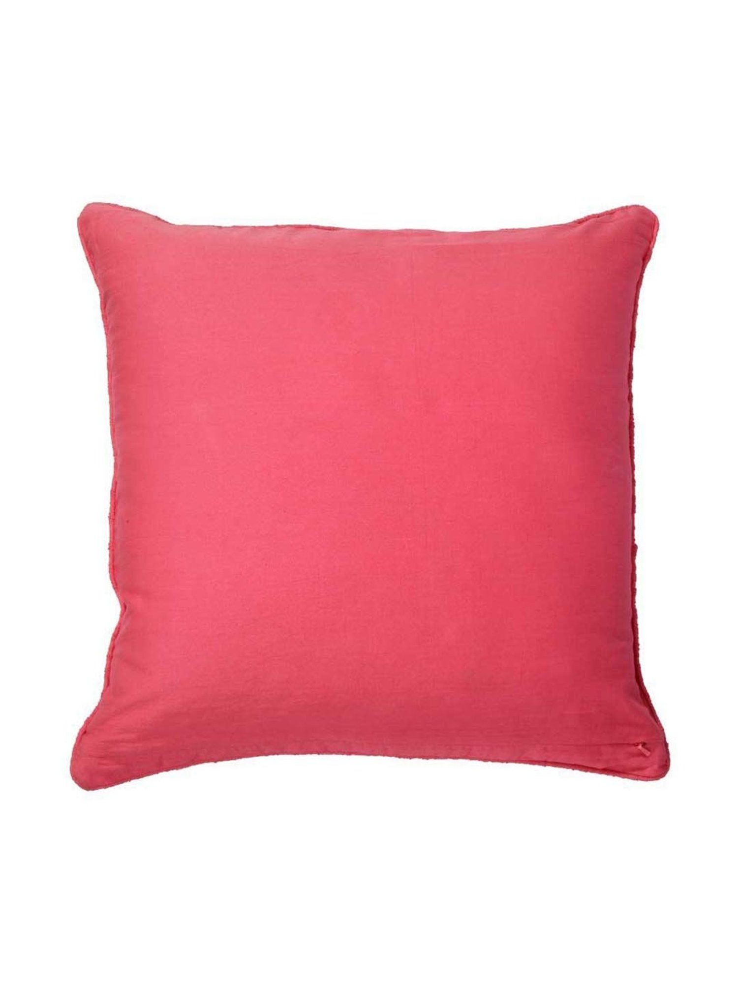 Home4U Nove White & Pink Cotton Cushion Cover - Set of 1