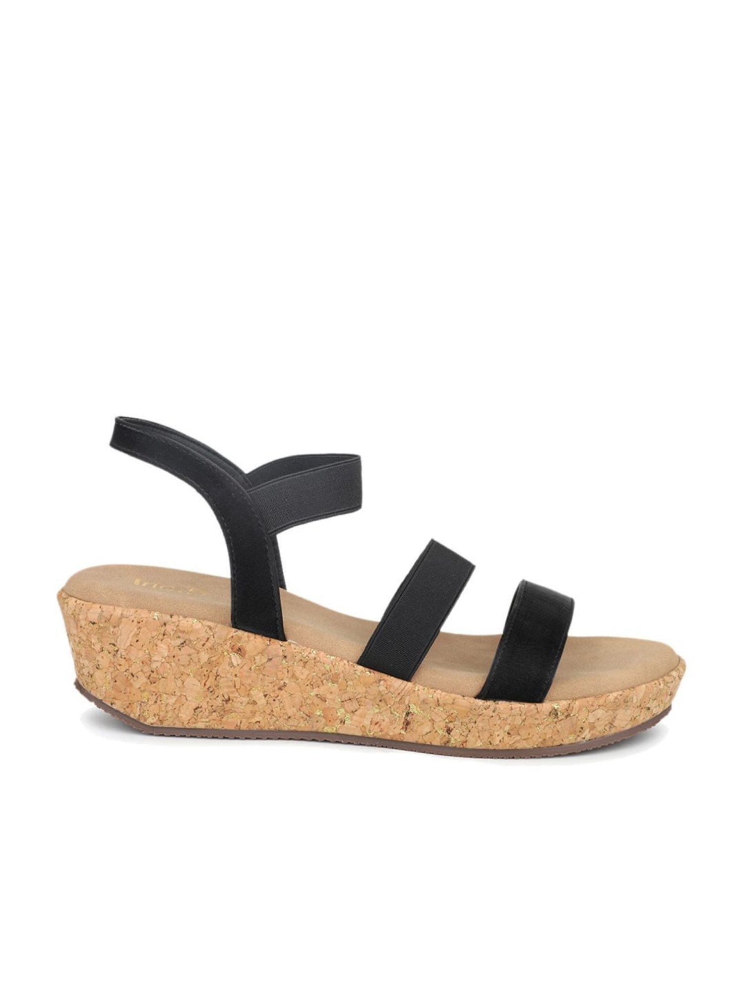 Inc.5 Women's Black Ankle Strap Wedges