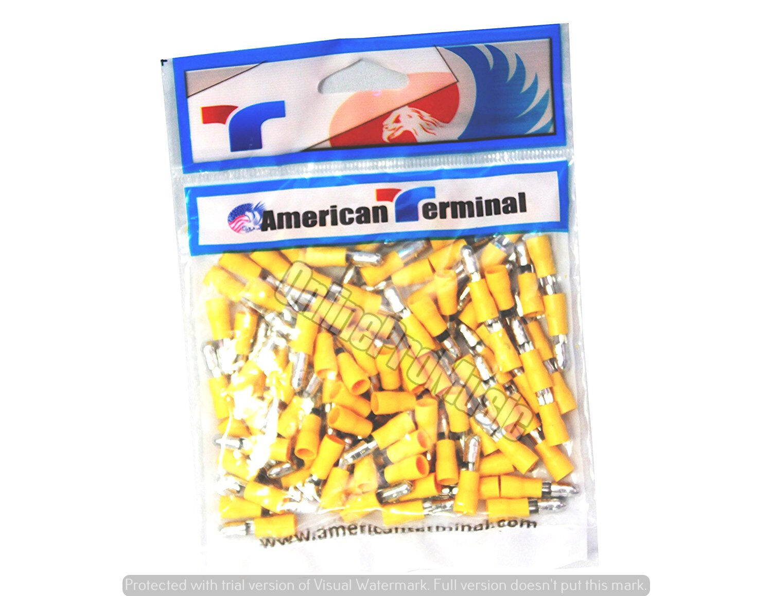 American Terminal E-BVLMYV-100 10/12 Gauge Nylon Male Yellow Solderless Crimp Bu
