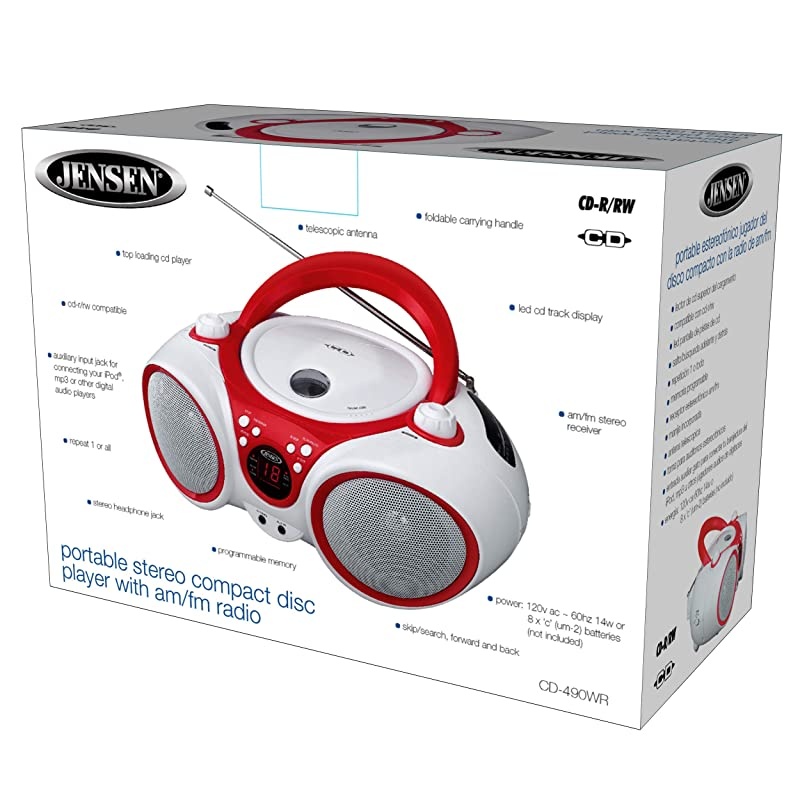 CD-490 Portable Sport Stereo CD Player with AM/FM Radio and Aux Line-in & Headphone Jack (Silver)