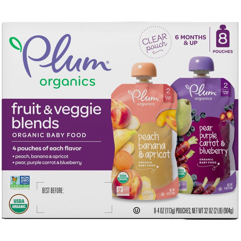 Plum Organics Stage 2 Fruit & Veggie Baby Meals - 8ct/4oz Each