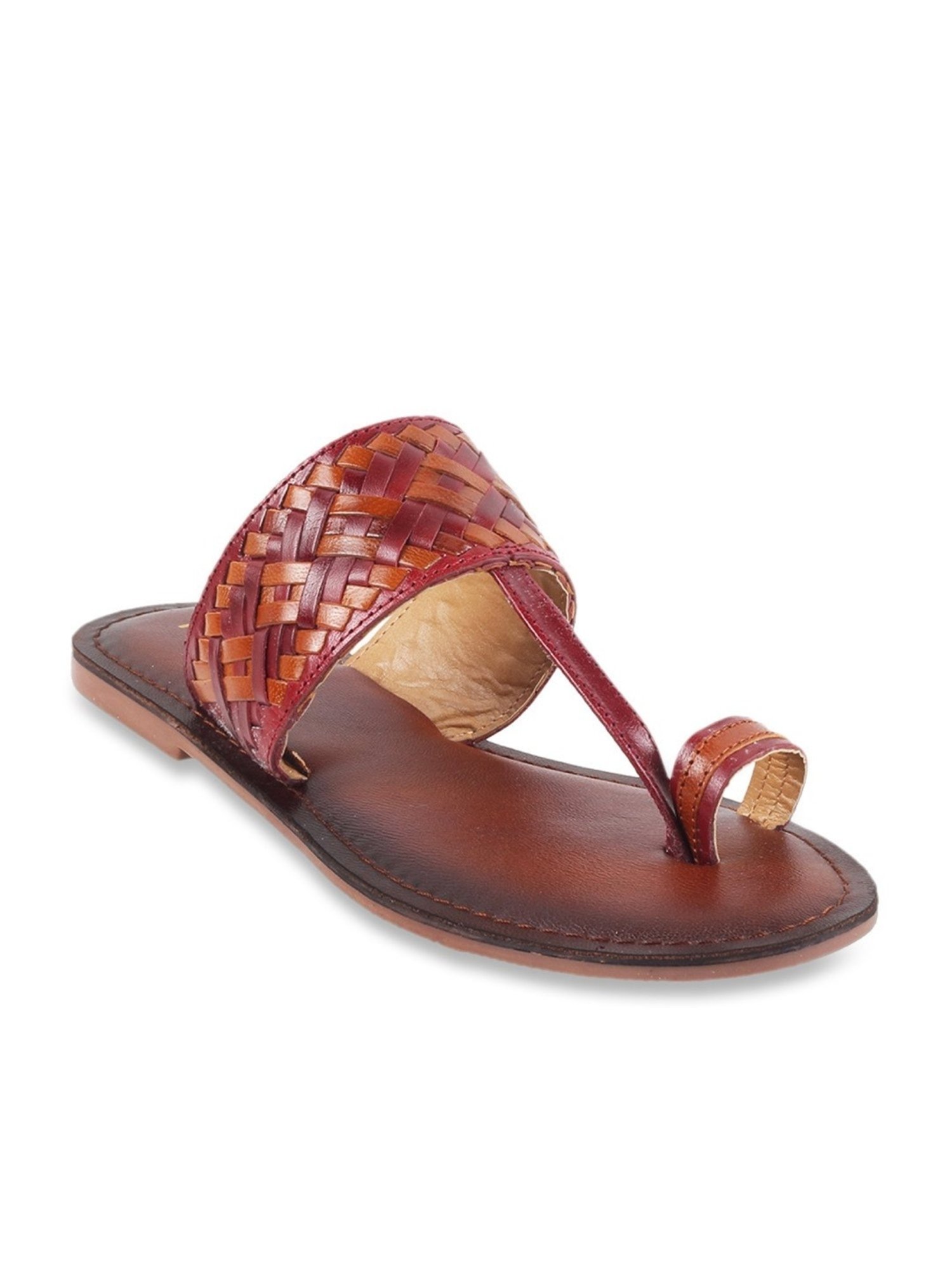 Mochi Women's Tan Toe Ring Sandals
