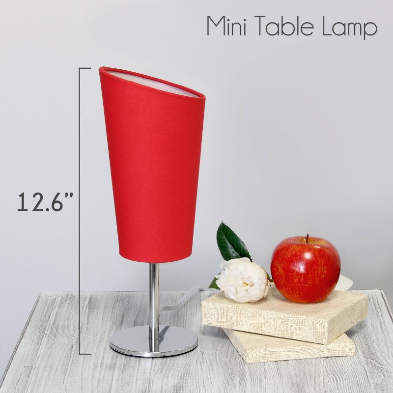 Mini Table Lamp with Angled Fabric Shade Red - Simple Designs