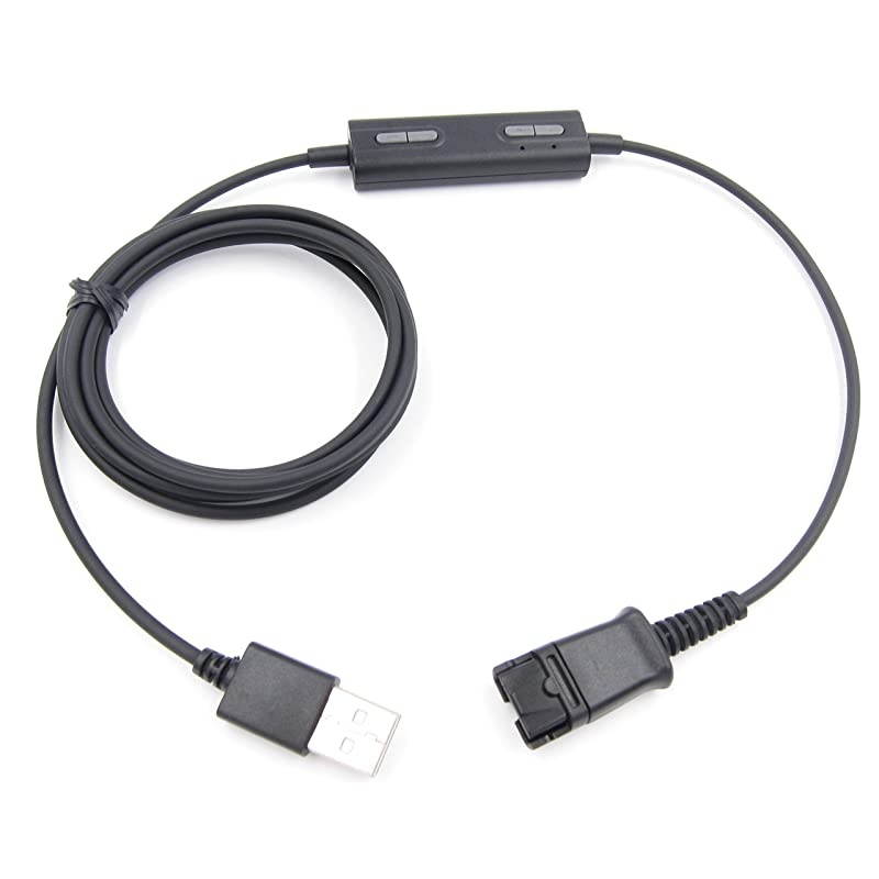 Headset QDQuick Disconnect Connector to USB Adapter Cable with Volume Adjuster Mute for Speaker and Microphone Separately Compatible with Any Plantronics and  Headset QD Plug