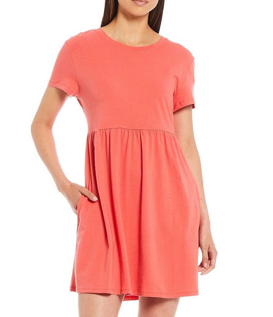 Jasmine & Ginger Solid Jersey Knit Lounge Babydoll Dress