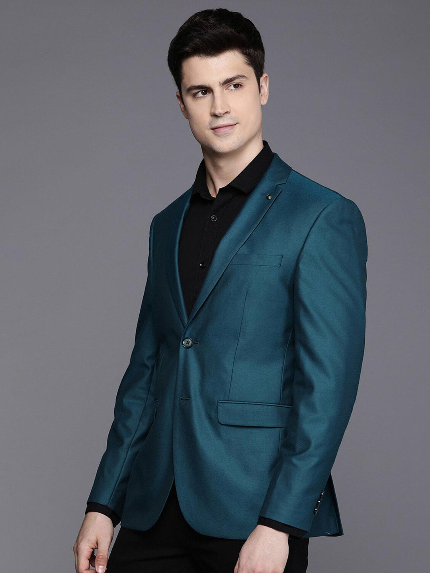 Louis Philippe Light Blue Regular Fit Blazer