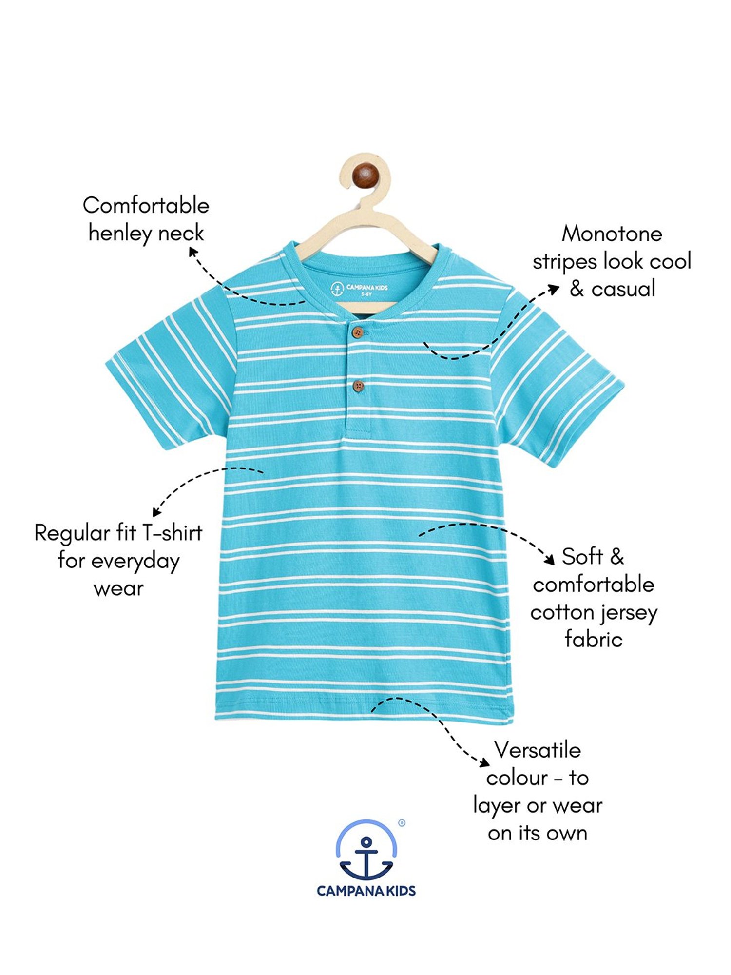 Campana Kids Turquoise Striped T-Shirt