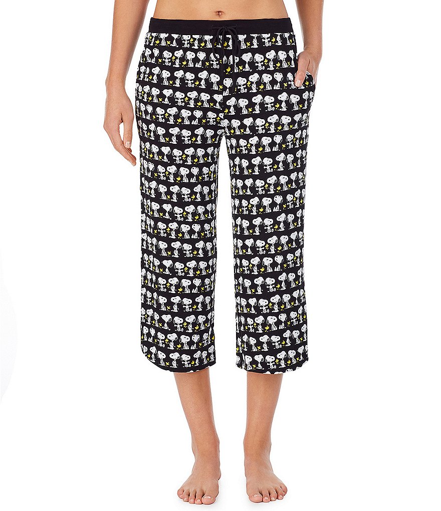 Peanuts Snoopy Print Knit Capri Sleep Coordinating Drawstring Pants