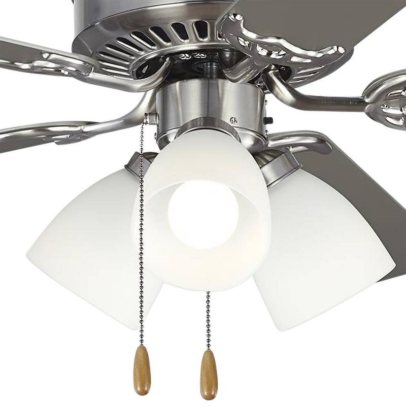 52" Monte Carlo Haven LED Brushed Steel 3-Light Pull Chain Ceiling Fan