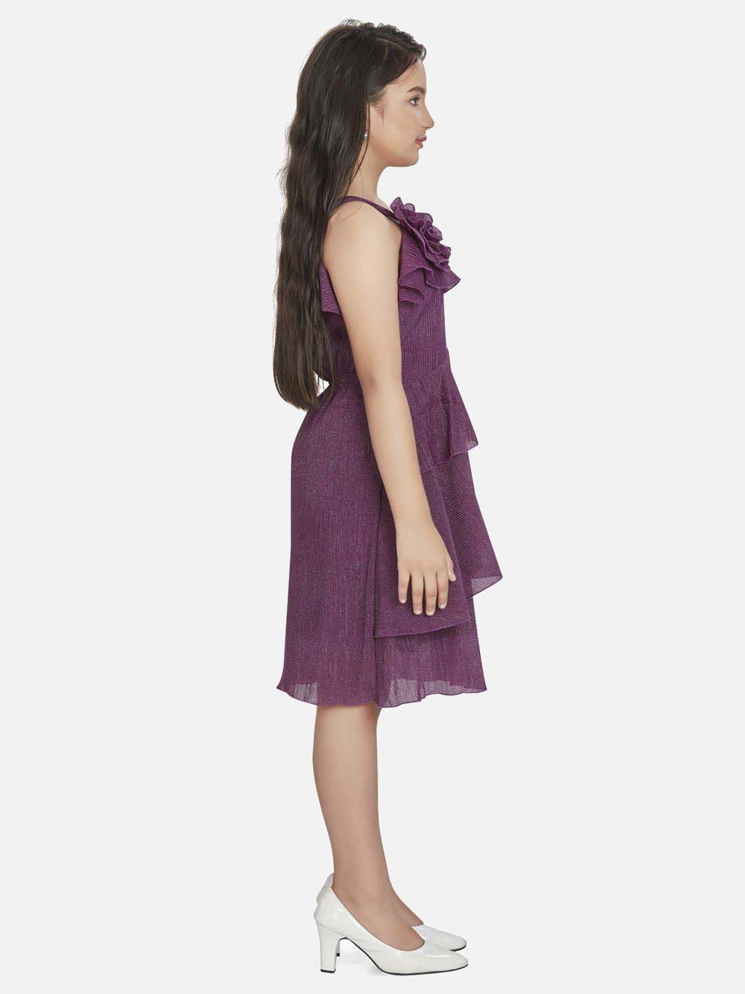Peppermint Girls Purple Textured Dress