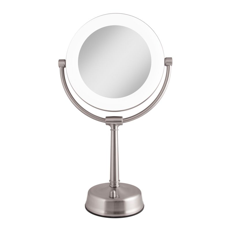 Zadro Fluorescent Lighted Mirror, Adjustable, Infinity Dimmer, 10X / 1X Power - Satin Nickel